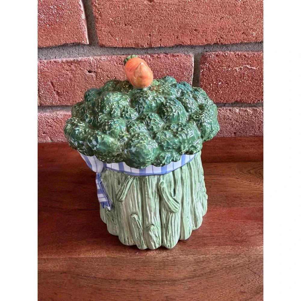 Vintage Fitz & Floyd Ceramic Broccoli Carrot Canister Cookie Jar